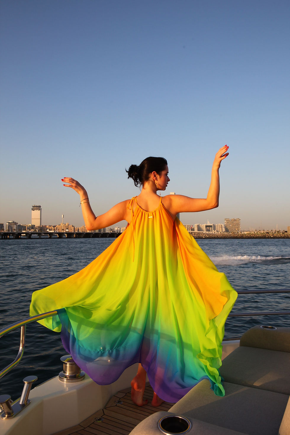 Thumbnail: Gradient Green/ Purple French Silk Dress 