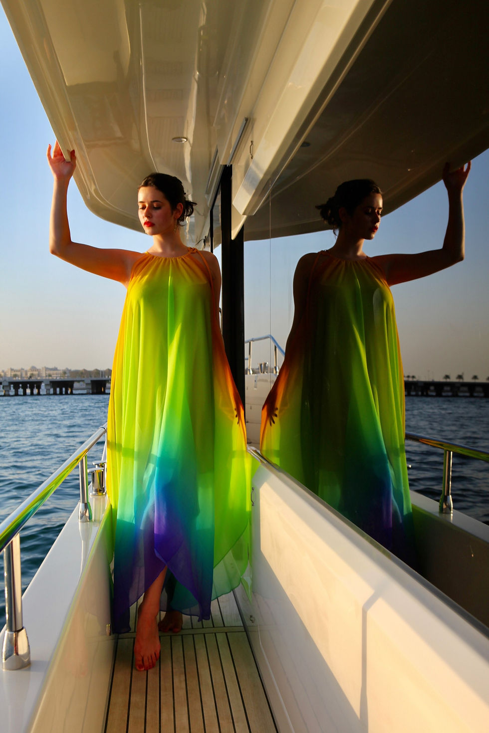 Thumbnail: Gradient Green/ Purple French Silk Dress 