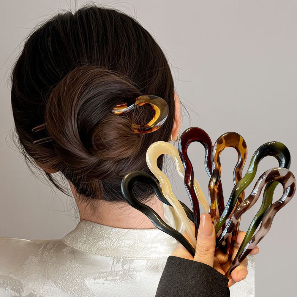 U-Shaped Hair Fork Fashion Tortoiseshell Acetate Acrylic Hairpin Geometric Headw
