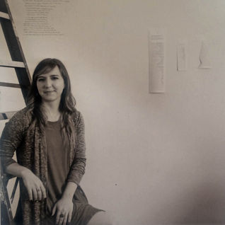 Small text installation in progress at the Vermont Studio Center, June 2016