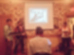 Lindsey Drager and volunteers from the audience at the Dimensional Essay