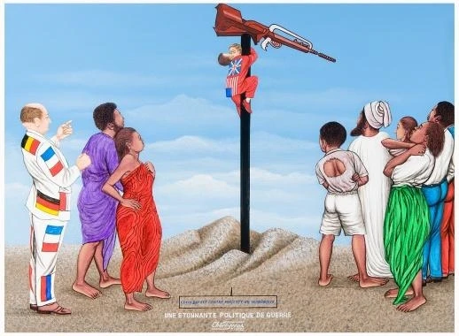 Chéri Samba Une étonnante politique de guerre, 2003
