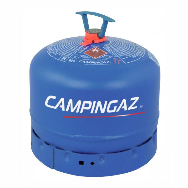 A blue Campingaz 904 gas bottle