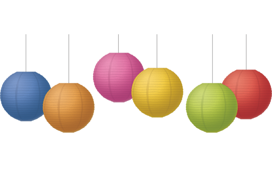 Colorful 8" Hanging Paper Lanterns Terrific Teaching To
