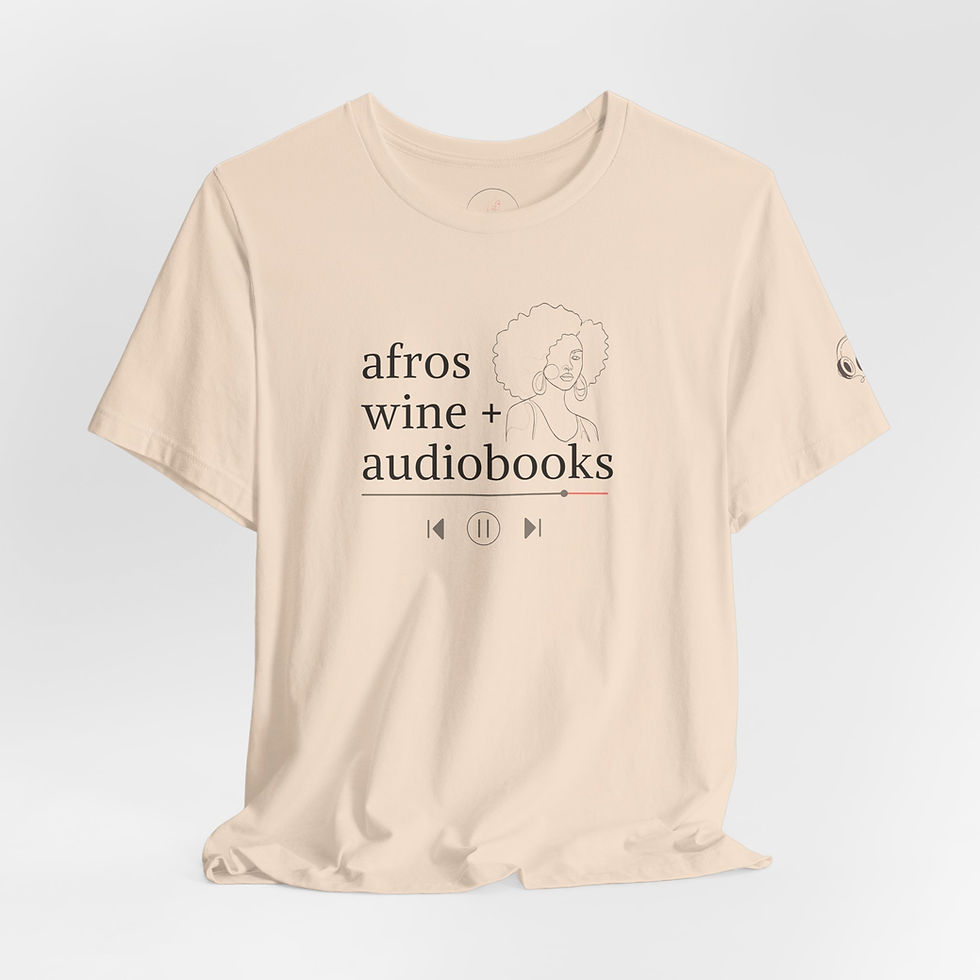 Thumbnail: Afros, Wine & Audiobooks Unisex T-Shirt (Black Print)