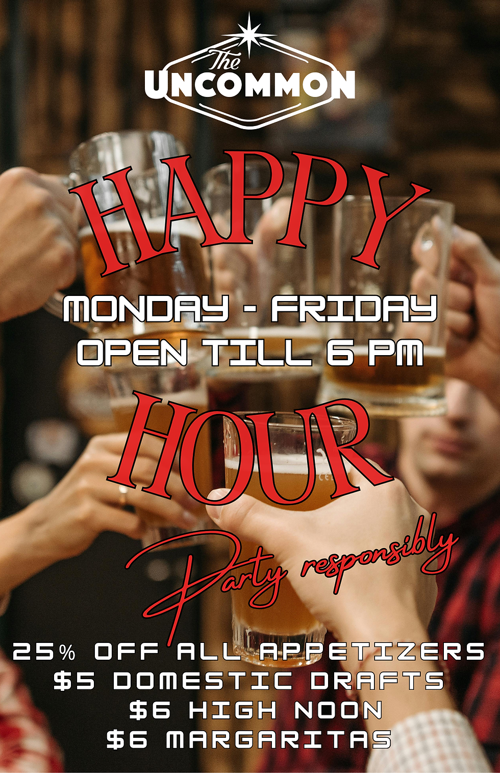 Happy Hour offerings at Uncommon. 