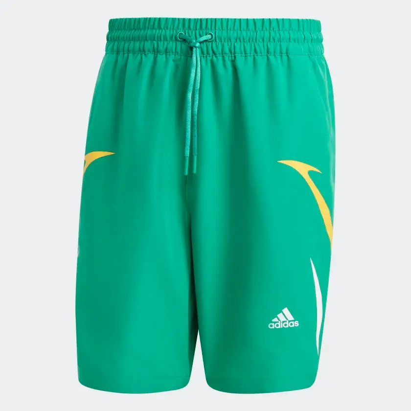 Thumbnail: COLORBLOCK WOVEN SHORTS Court Green / White