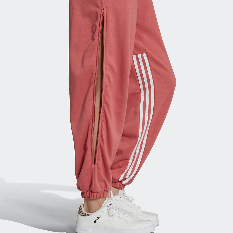 Thumbnail: HYPERGLAM 3-STRIPES OVERSIZED CUFFED JOGGERS WITH SIDE ZIPPERS Wonder Red / Wh