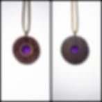 laser engraved cedar and wenge wood necklace with amethyst
