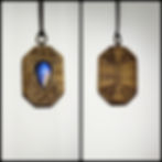 laser engraved wood necklace with moonstone