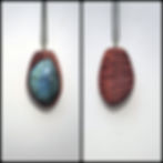 hand carved paduak wood necklace with labradorite stone