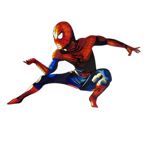 ink marker drawing of spider man crouching