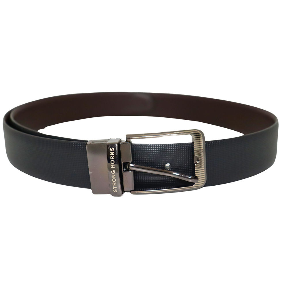 थंबनेल: Strong Horns Reversible Leather Belt for Men with Premium Gift Box