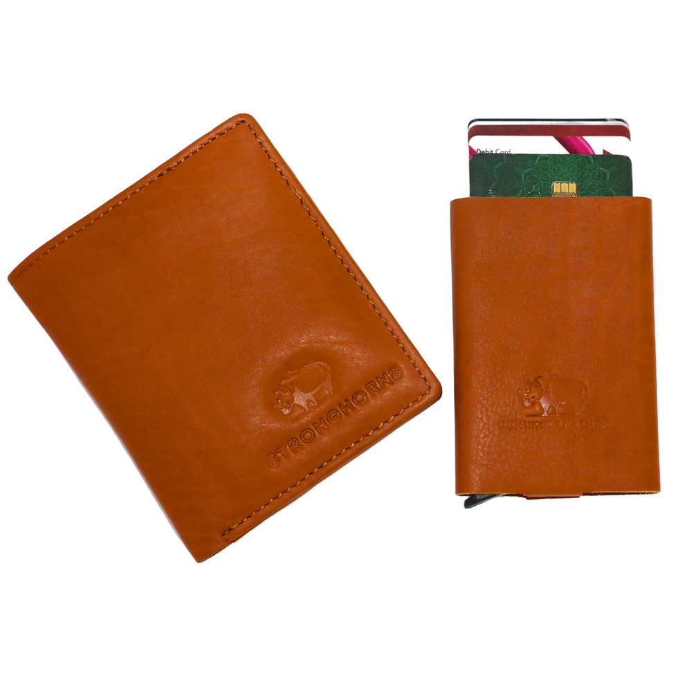 Strong Horns Genuine Leather Wallet with Detachable Pop up Card Holder for Mens