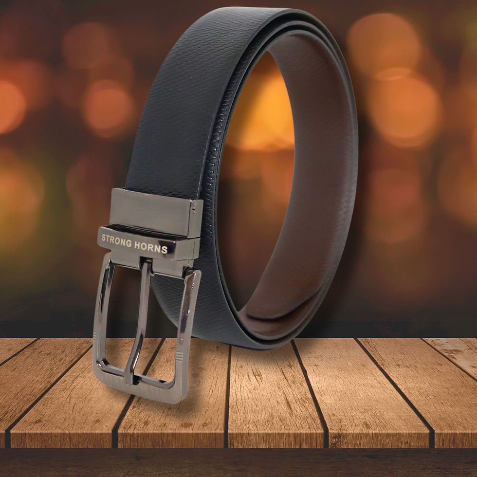 थंबनेल: Strong Horns Reversible Leather Belt for Men with Premium Gift Box