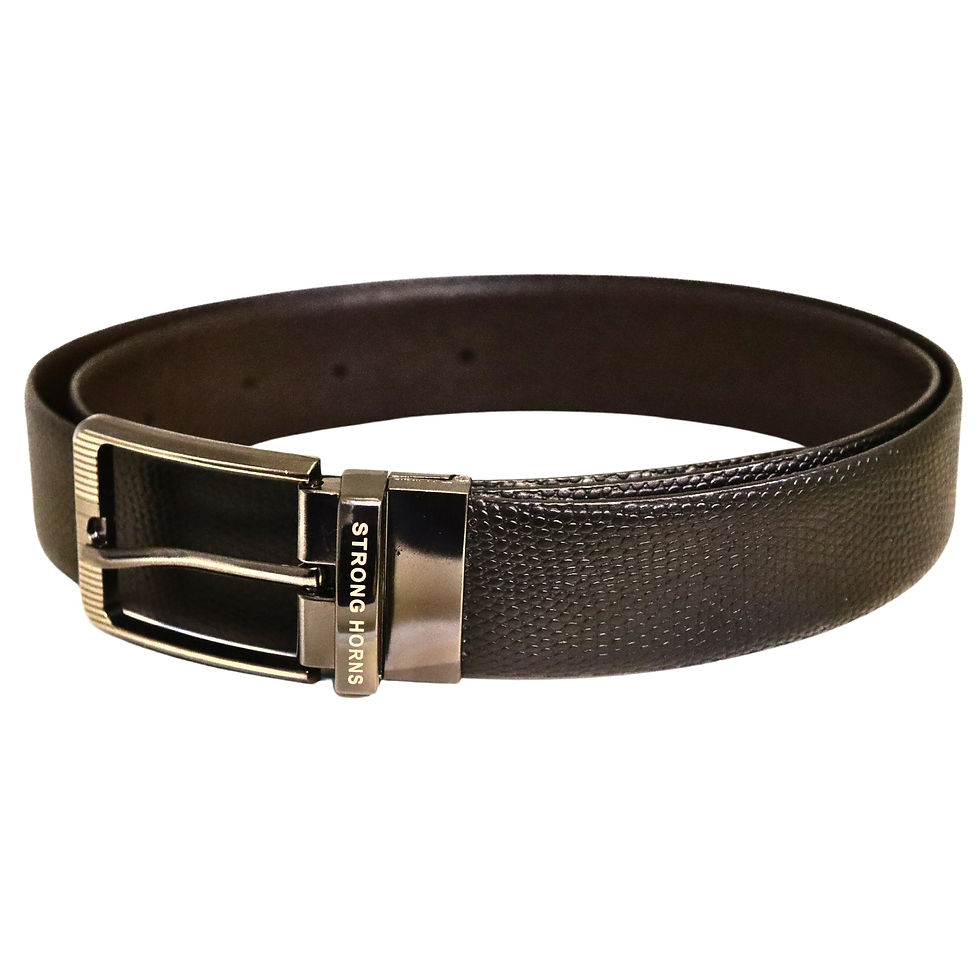 थंबनेल: Strong Horns Reversible Leather Belt for Men with Premium Gift Box