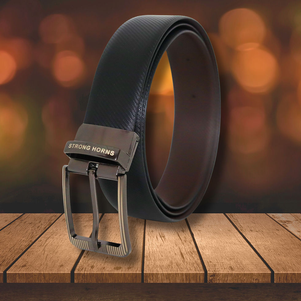 थंबनेल: Strong Horns Reversible Leather Belt for Men with Premium Gift Box