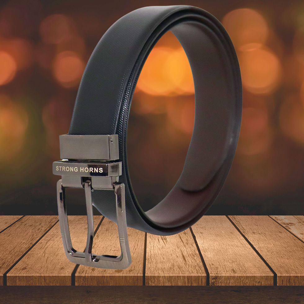 थंबनेल: Strong Horns Reversible Leather Belt for Men with Premium Gift Box