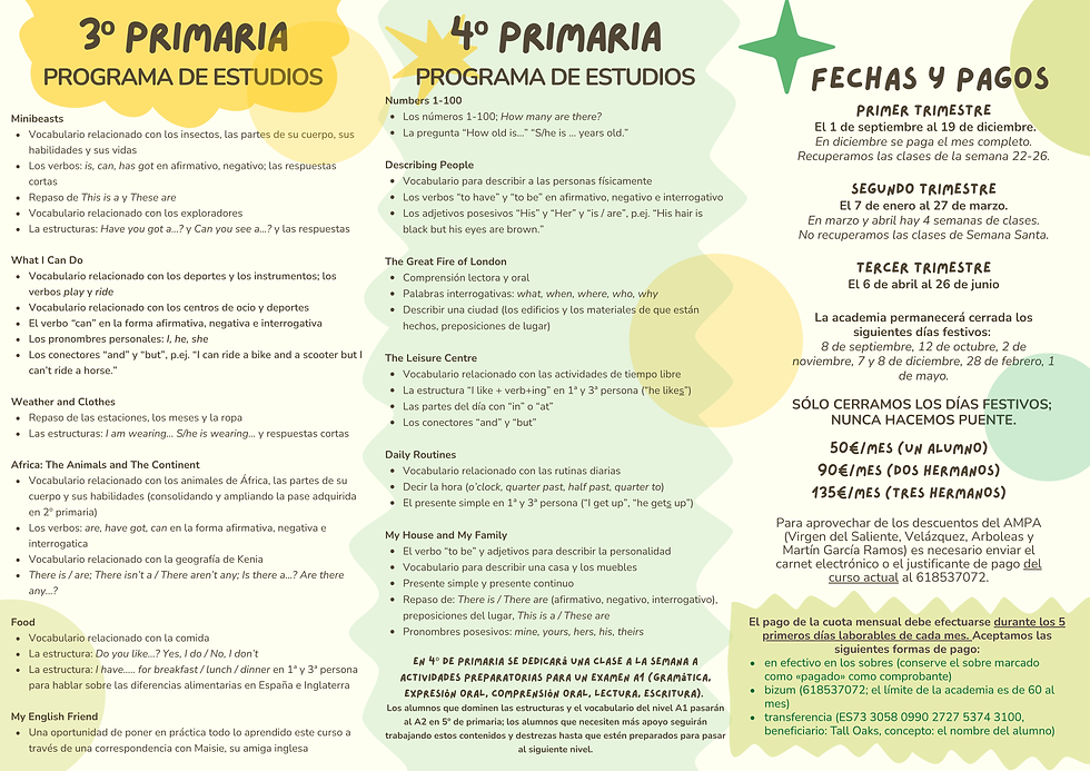La programación didáctica para alumnos de 3º y 4º de primaria