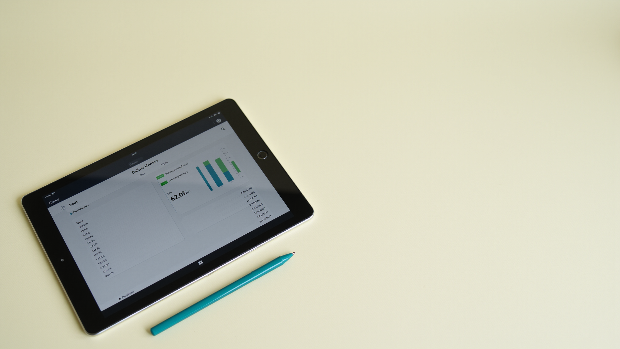 tablet with financials, accounting, analysis, bookkeeping