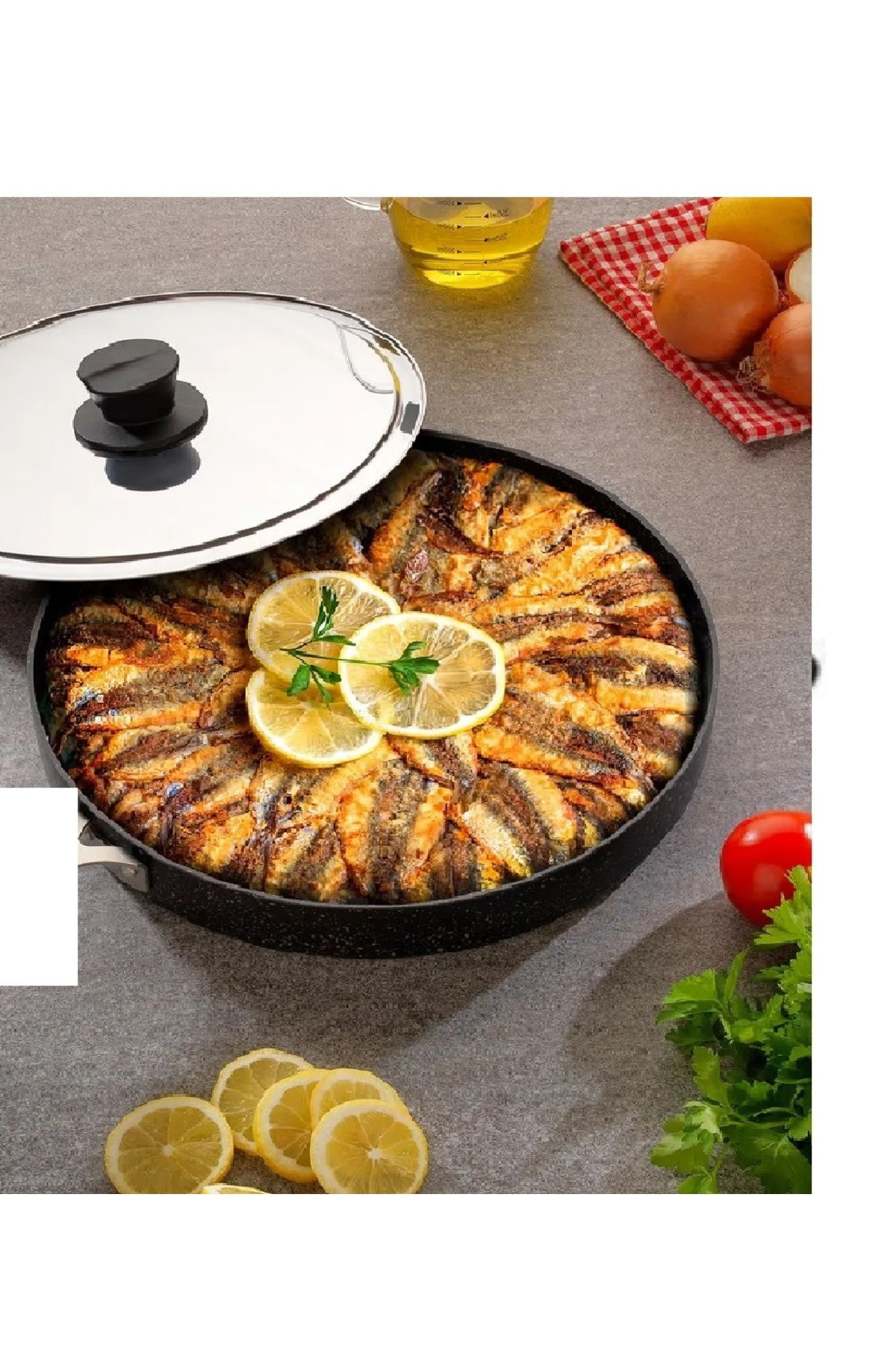 ESSENSO 34 CM BALIK TAVASI GRANİT DÖKÜM TAVA