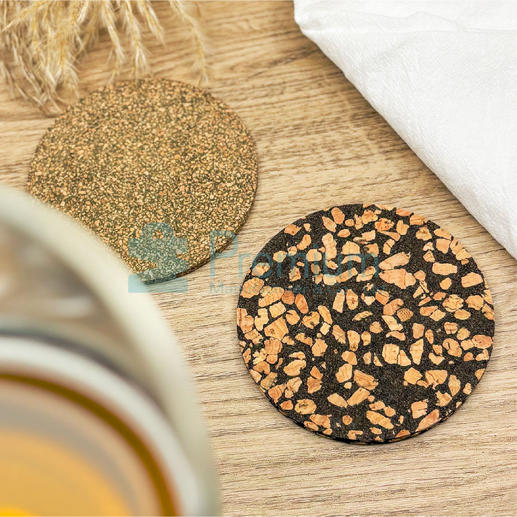粗紋咖啡渣/茶葉渣軟木環保杯墊