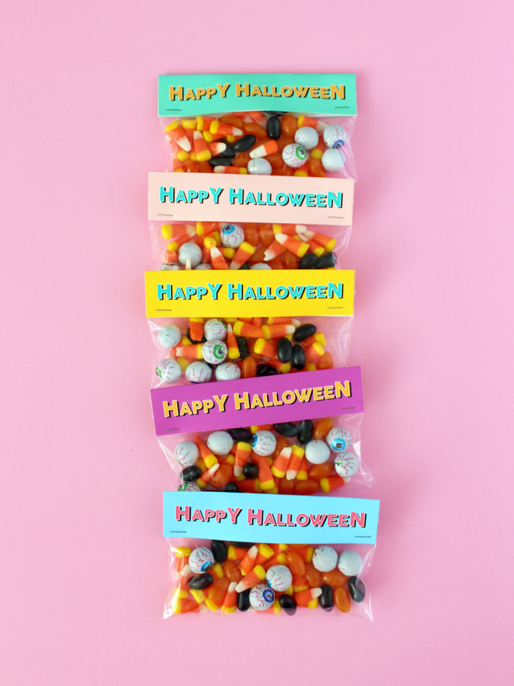 COLOURFUL HALLOWEEN CANDY BAG PRINTABLE LABELS