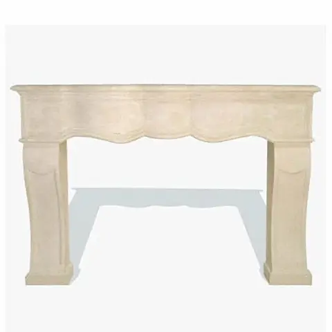 Elegant cast stone fireplace mantel with classical detailing, perfect for adding a touch of sophistication to any space.