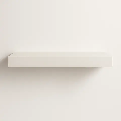 Stone mantel shelf in cast stone, 60-inch length, rectangular floating design with smooth surface and clean lines.