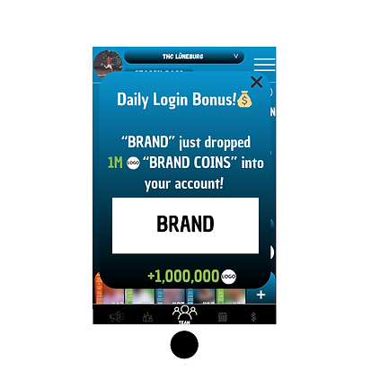 Darstellung des Daily-Login-Bonus der Fantasy Tennis App Tentasy, gesponsort durch eine Beispielbrand