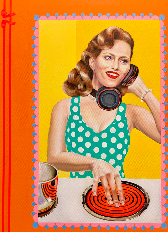 Pin up lady portrait painting