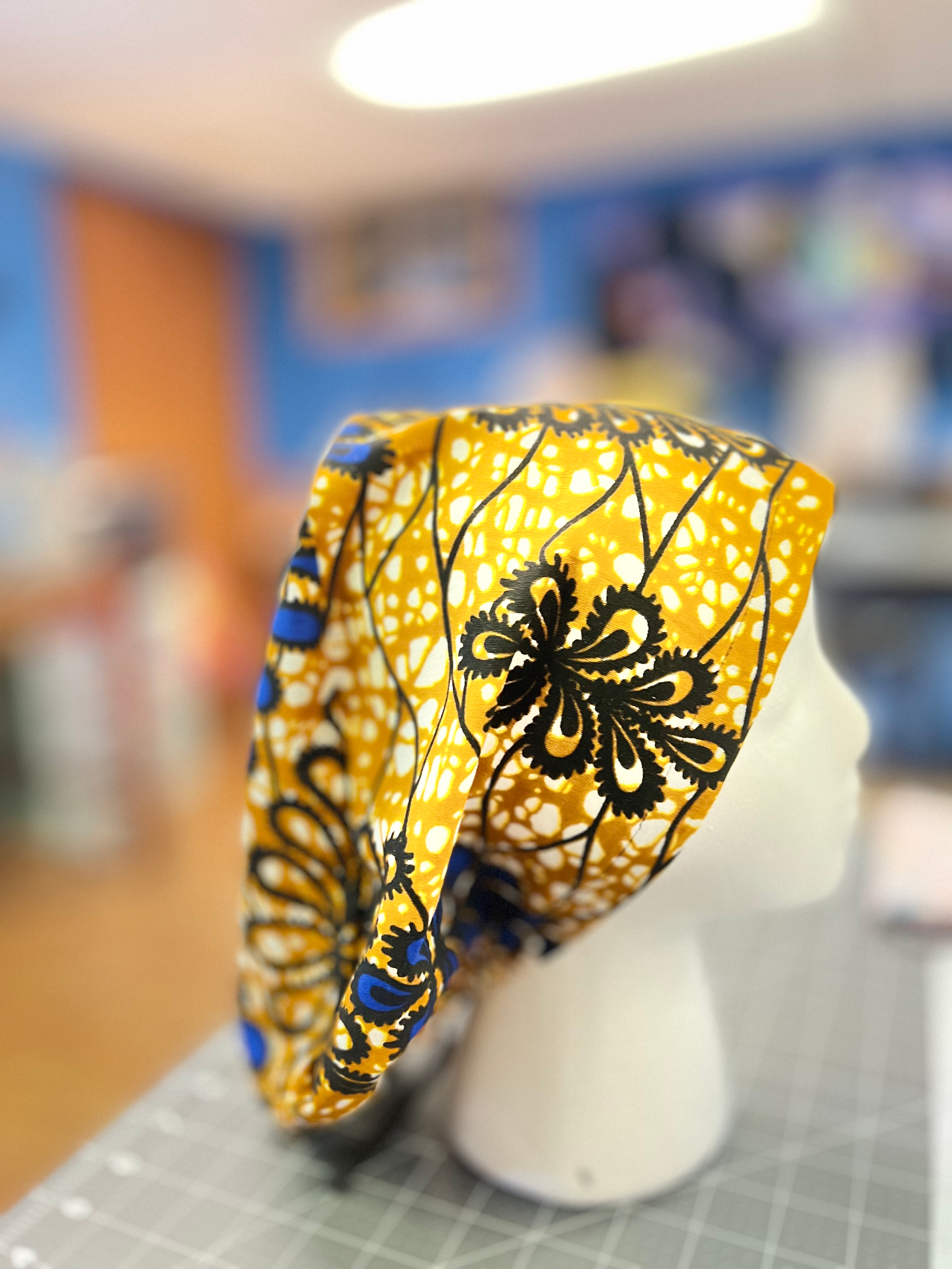 Brown Ankara Print Surgical Cap