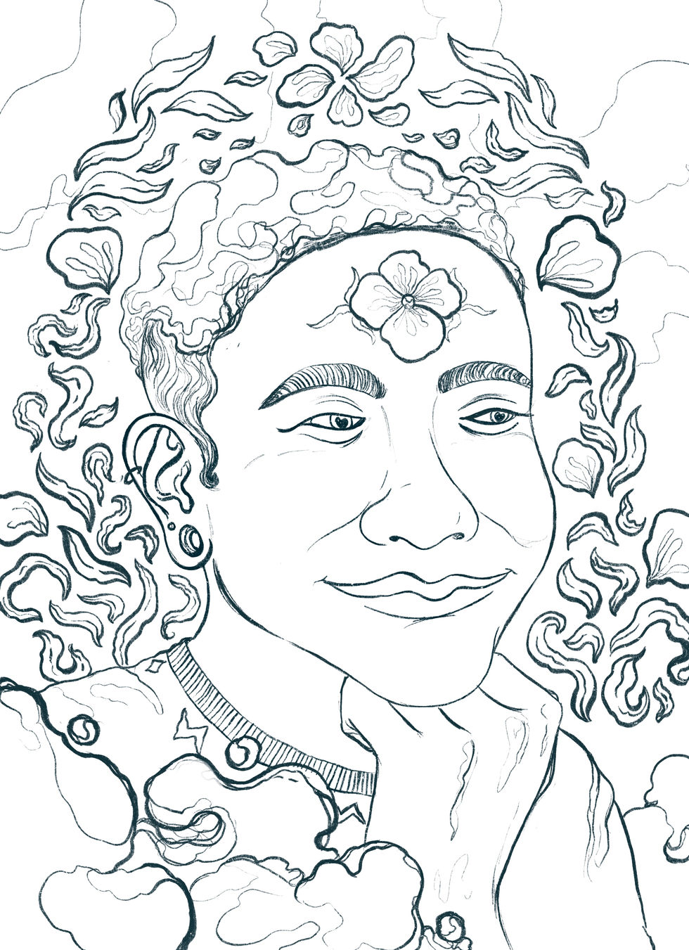 portrait of a lover line art Indigo / I regalado mota