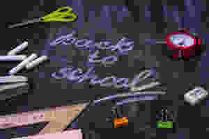 back to school, scissors, clock, eraser, chalk, ruler, stapler