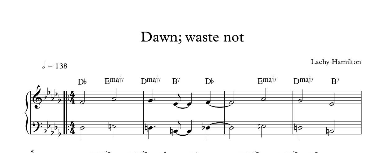 Sheet Music - Dawn; Waste Not (lead sheet)