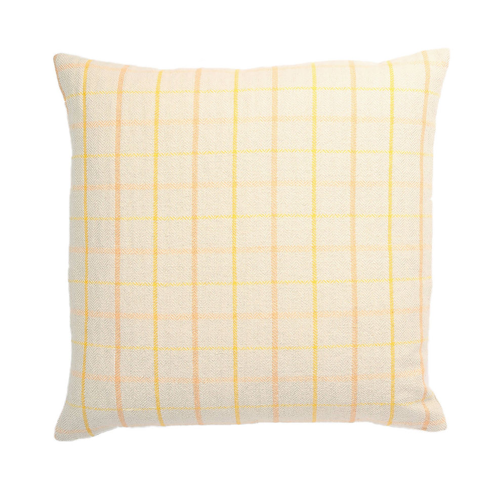 Thumbnail: London Plaid – Colorful Check 100% Linen Throw Pillow: Blue/Teal 18" x 18