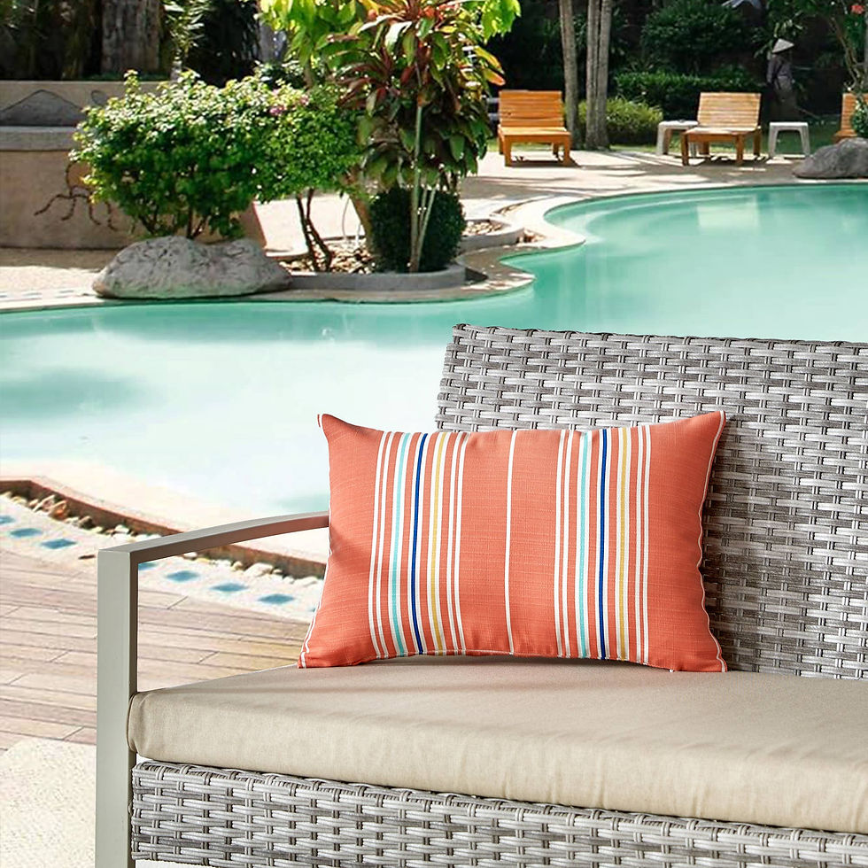 Thumbnail: My Cottage Living Outdoor Pillow - French Stripe Pattern: Orange