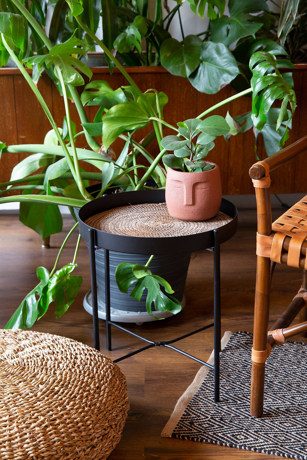 Thumbnail: Metal & Banana Leaf Side Table