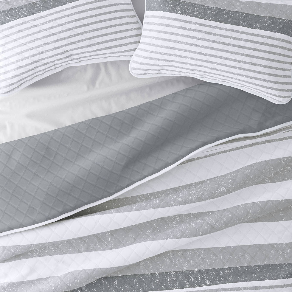 Thumbnail: Summer Stripes Reversible Quilted Coverlet Set: King