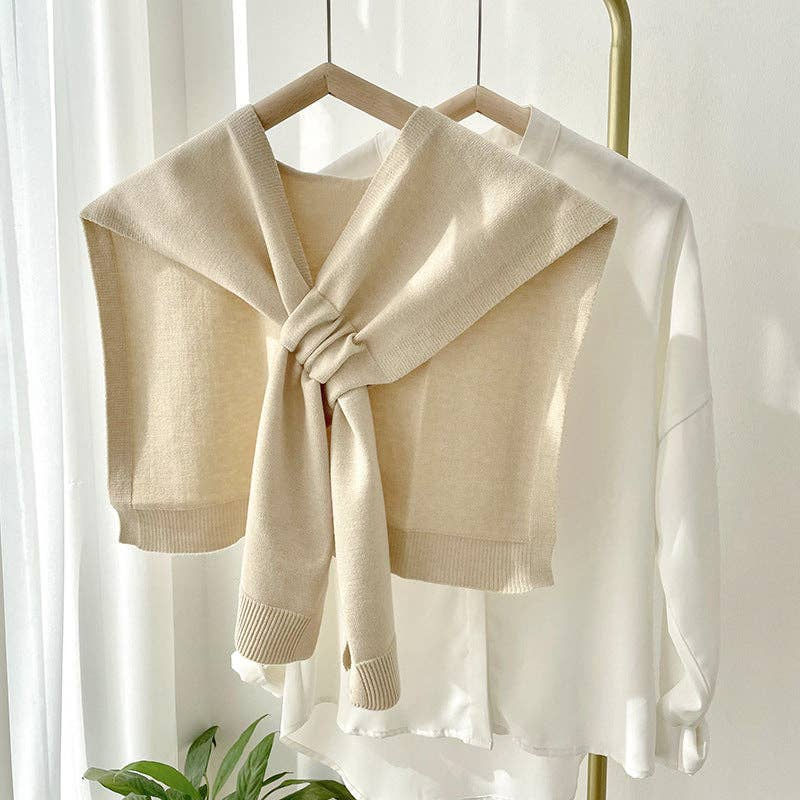 Thumbnail: Knitted Crossed Solid Shawl: Green, 90cm