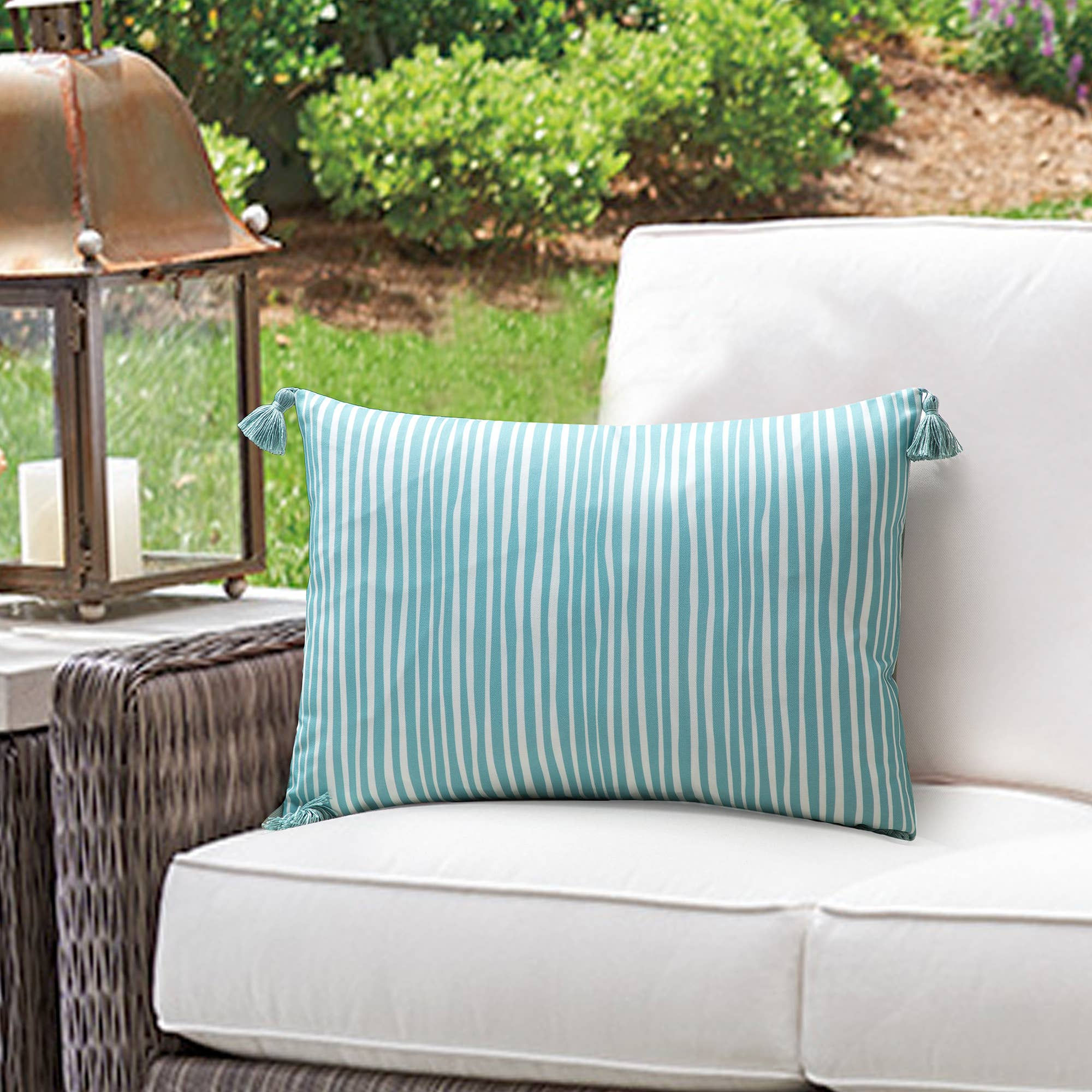 My Cottage Living Outdoor - Stripe Pattern with 6 colors: Turquoise, Pillow