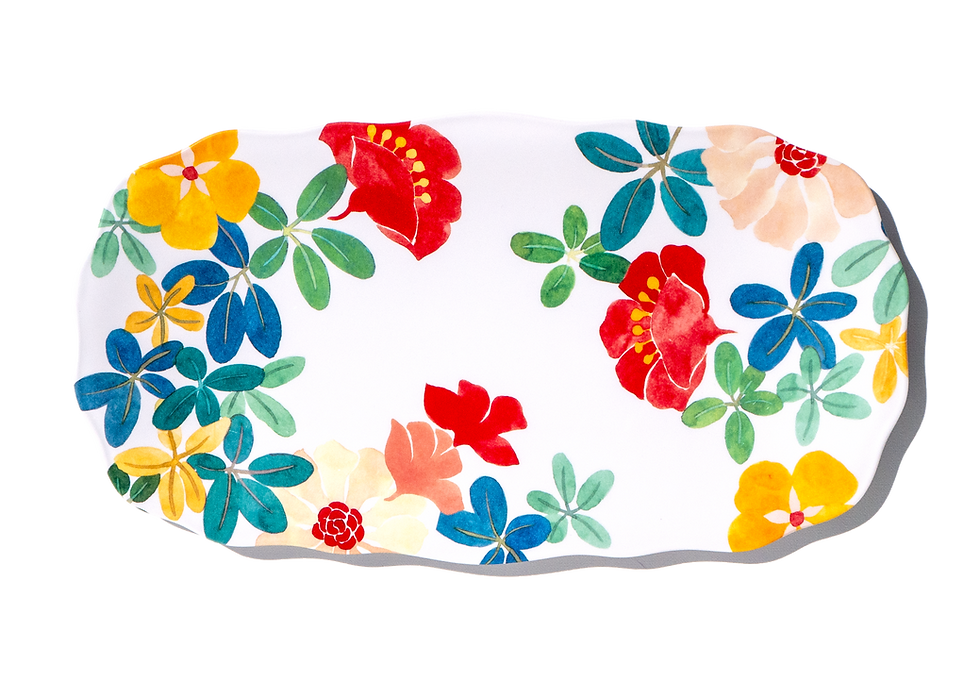 Thumbnail: Audrey Floral Melamine Long Platter,  14.3" 