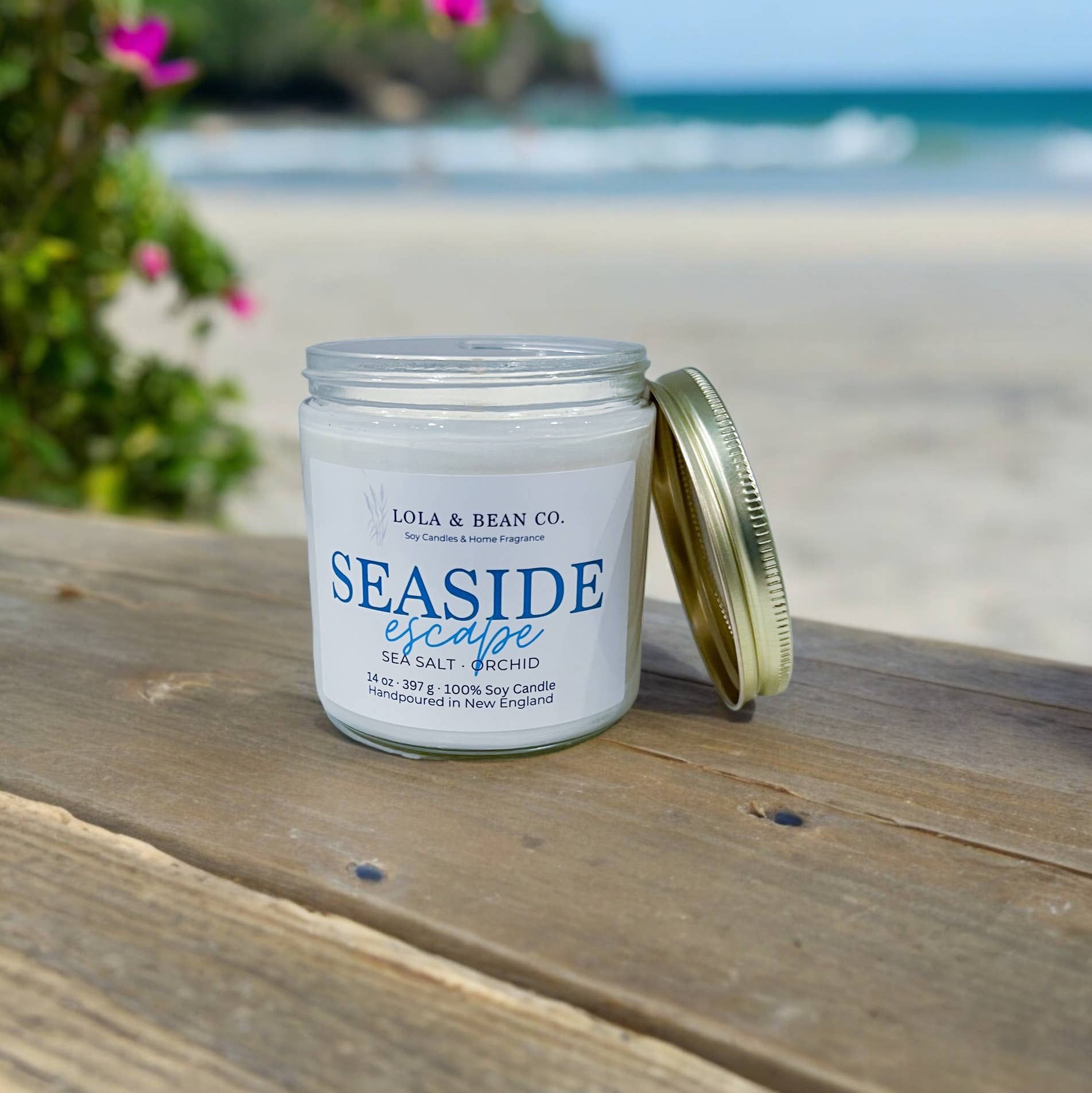 Seaside Escape – Coastal Soy Candle | Sea Salt, Orchid : 4 oz