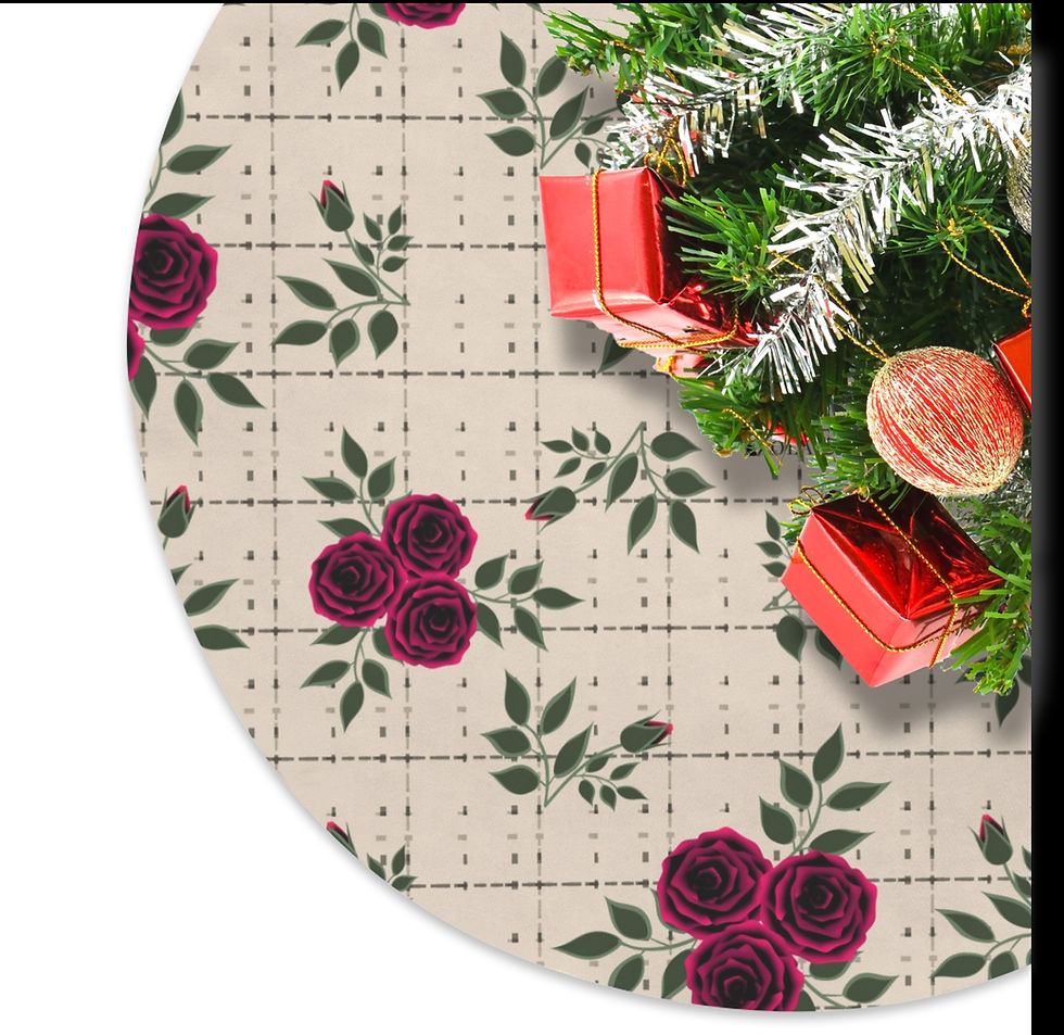 Thumbnail: Floral Christmas Skirt Christmas Tree Skirt 36x36inch (Made in USA)