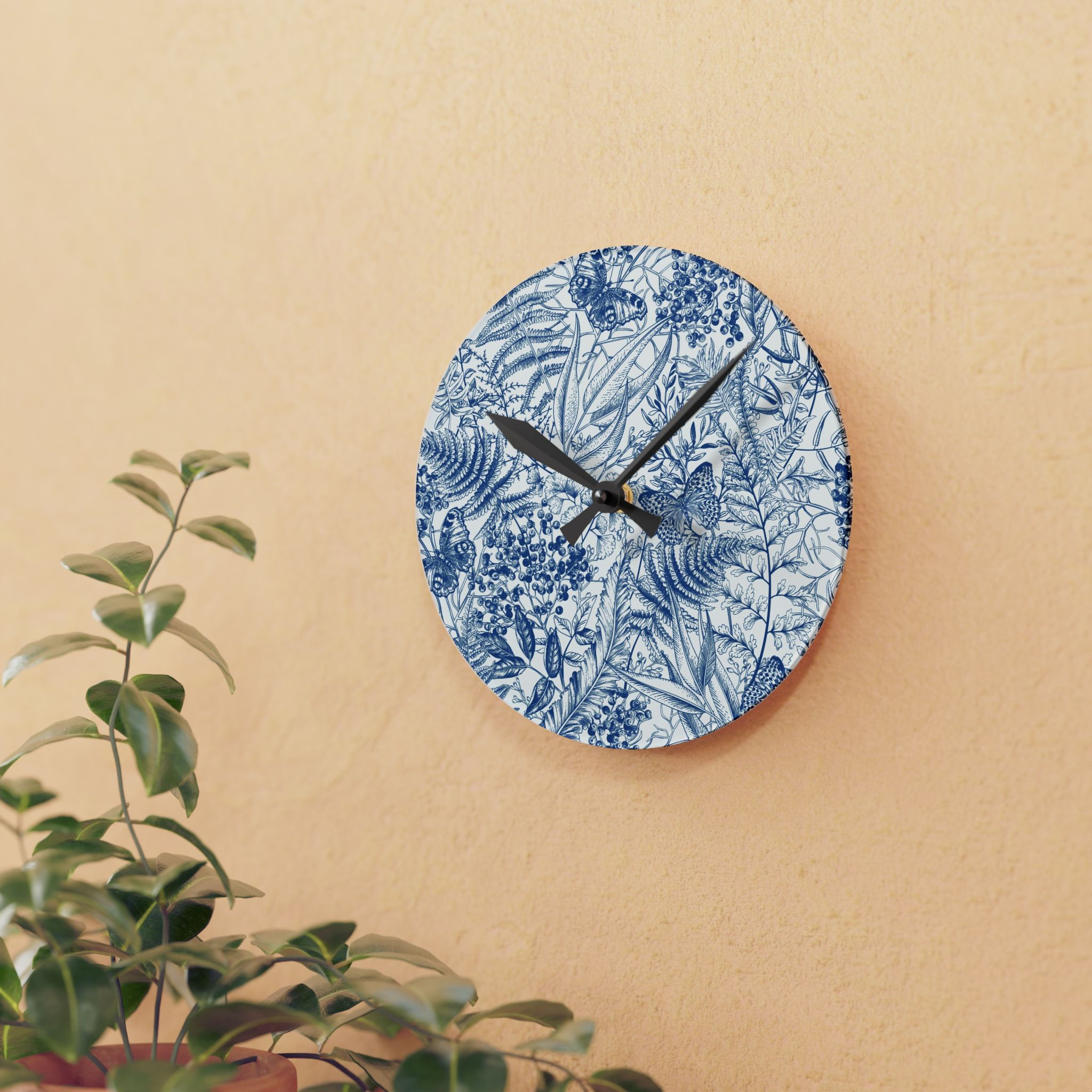 Elegant Floral Acrylic Wall Clock, | Zola and Co.