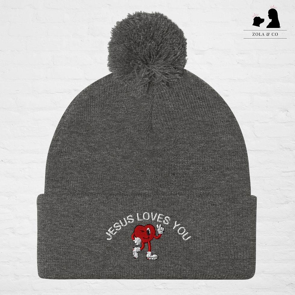 Thumbnail: Jesus Loves You Pom-Pom Beanie | Zola and Co.