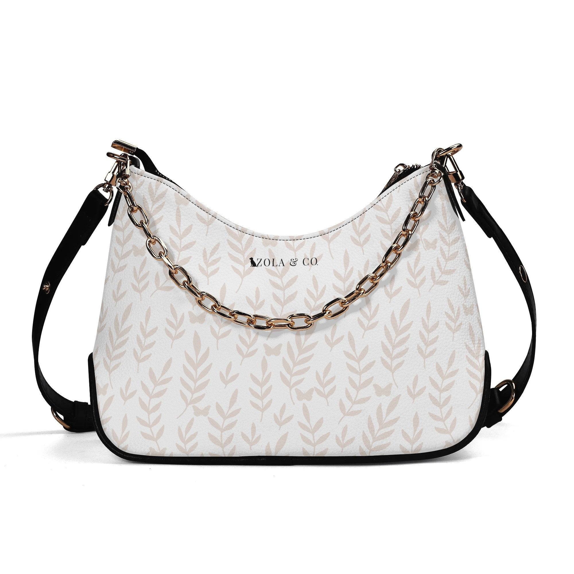 Elegant PU Leather Shoulder Bag with Gold Chain, Zola and Co.