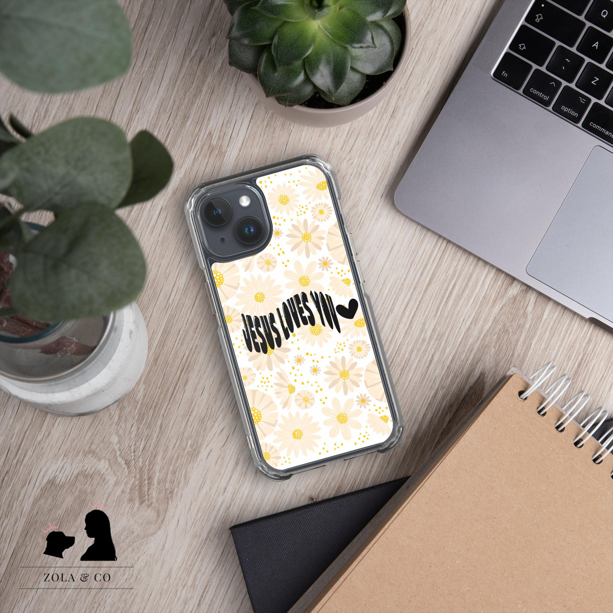 Jesus Loves You MagSafe® clear case for iPhone® - Floral | Zola and Co.