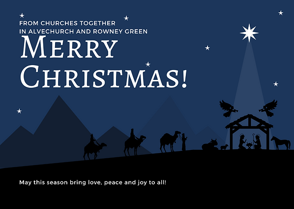 Dark Blue Nativity Scene Silhouette Traditional Christmas Card.png