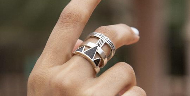 Handmade Silver Triangle Eben Ring